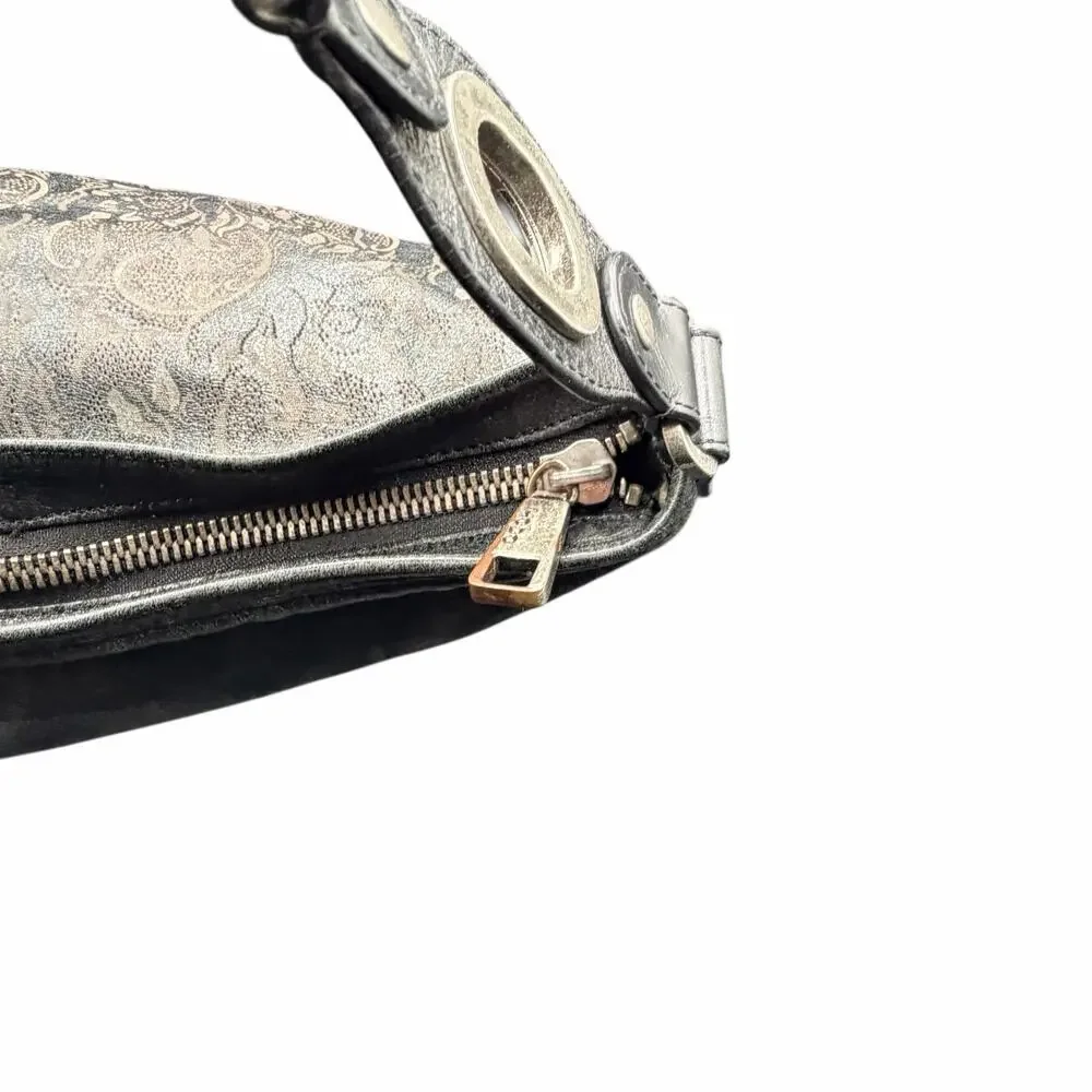 HOBO International Paisley Leather Hobo Shoulder Bag Y2K Boho
